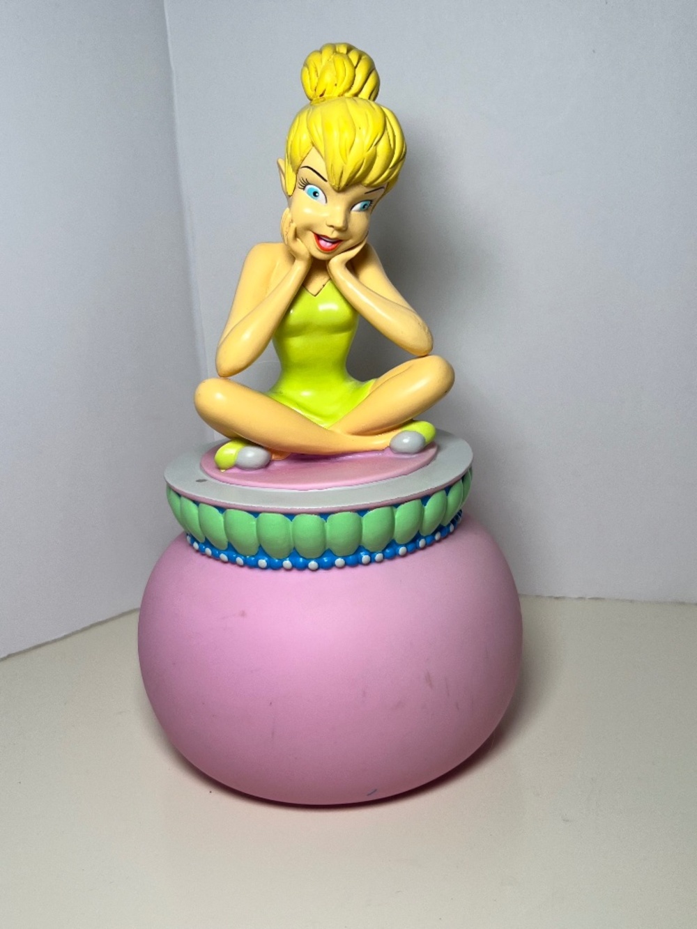 Vintage Y2K Tinkerbell Piggy Coin Bank Plastic MISSING WINGS Comes With Plug